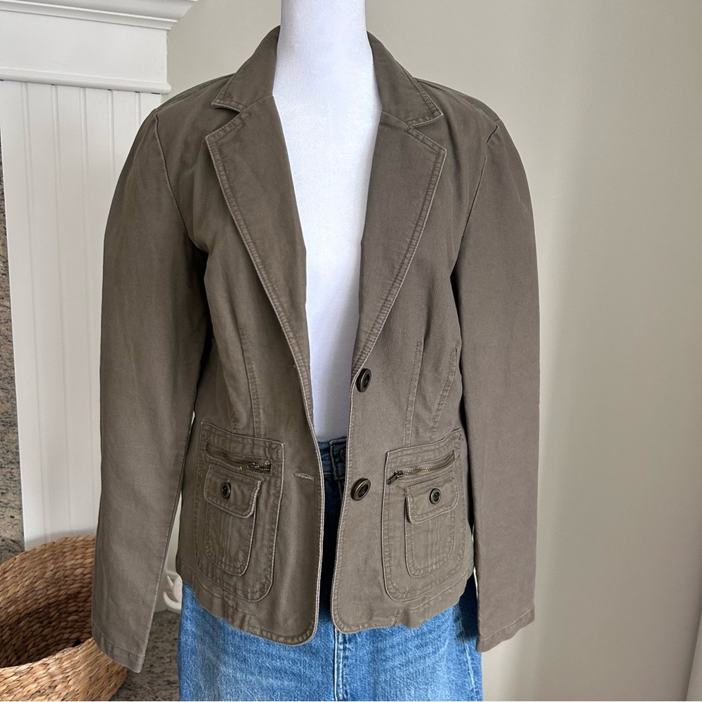 Reitmans Vintage 100% Cotton Blazer Jacket Brown Womens 9